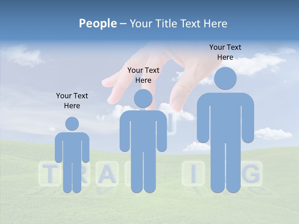 A Person's Hand Reaching For A Word In The Sky PowerPoint Template