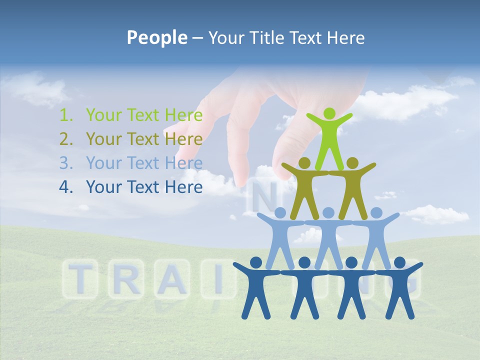 A Person's Hand Reaching For A Word In The Sky PowerPoint Template