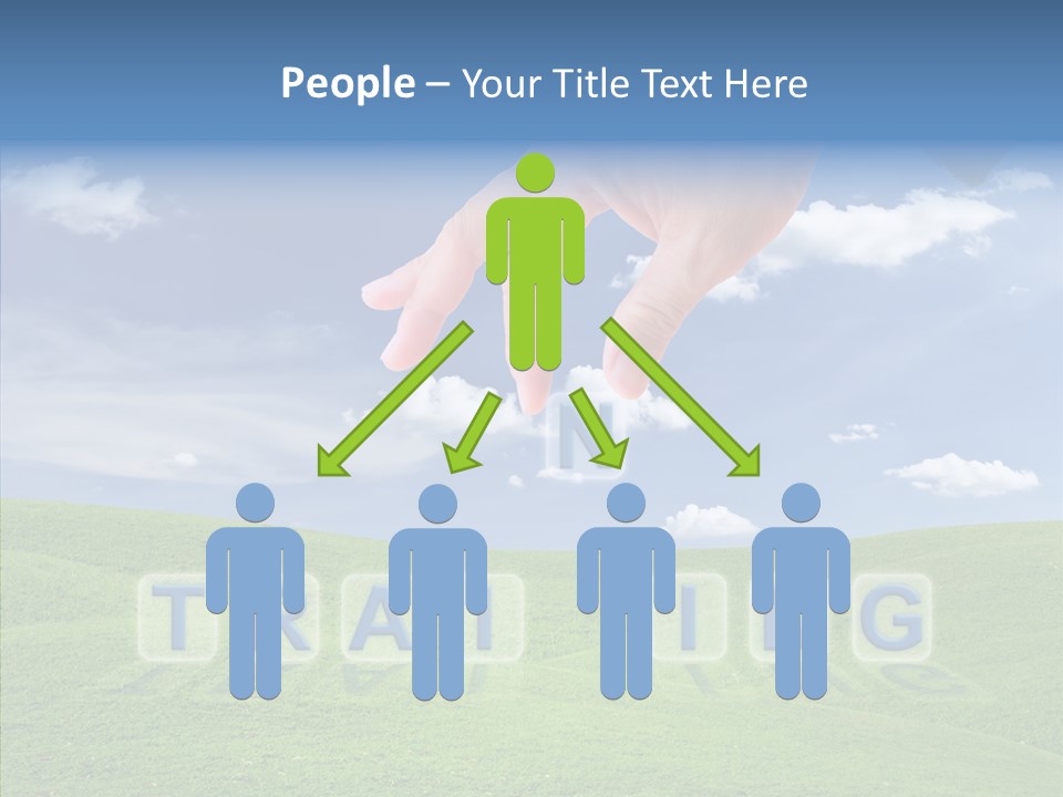 A Person's Hand Reaching For A Word In The Sky PowerPoint Template