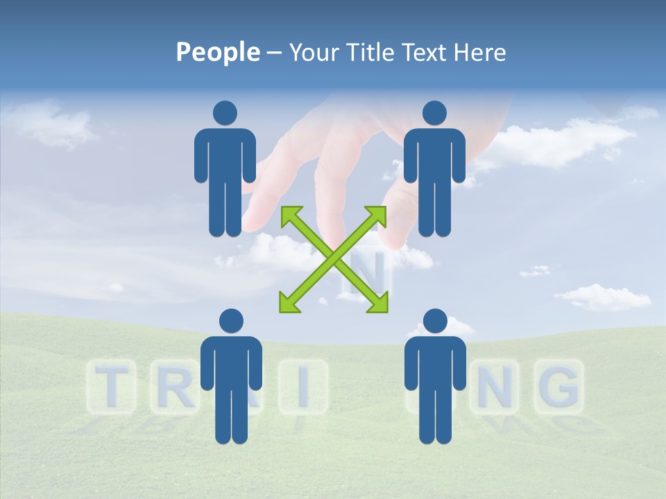 A Person's Hand Reaching For A Word In The Sky PowerPoint Template