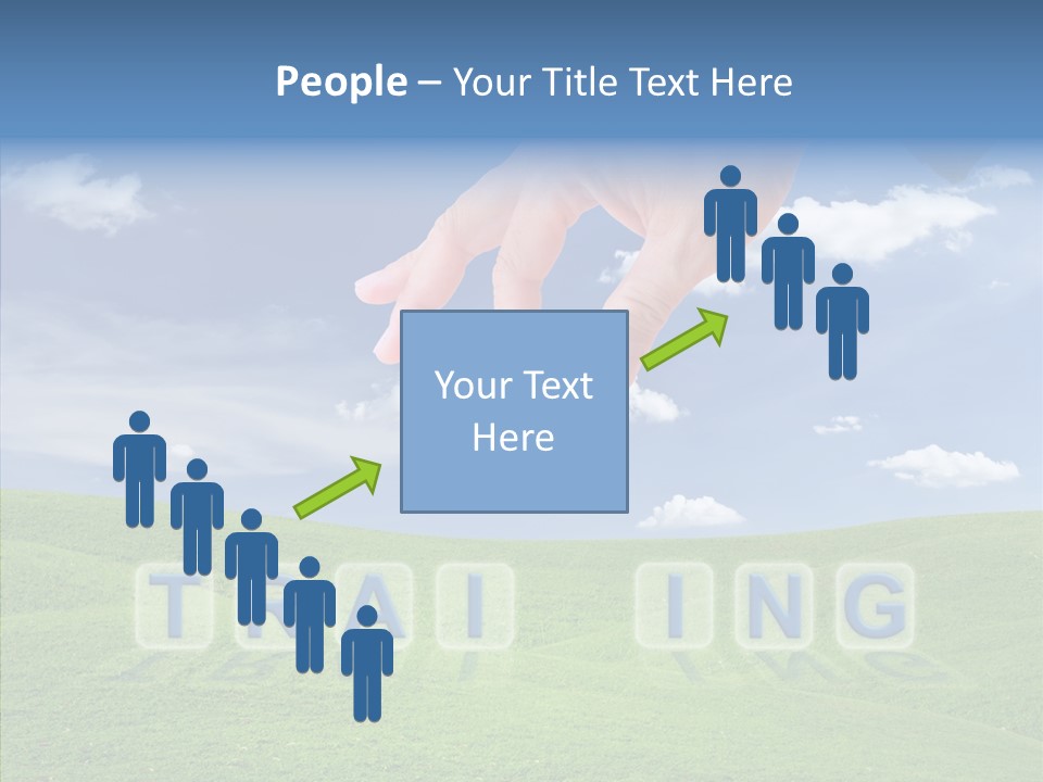 A Person's Hand Reaching For A Word In The Sky PowerPoint Template