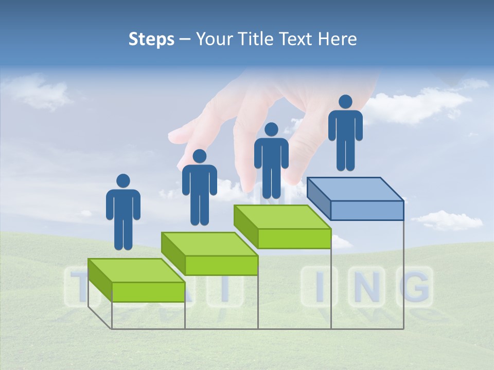 A Person's Hand Reaching For A Word In The Sky PowerPoint Template