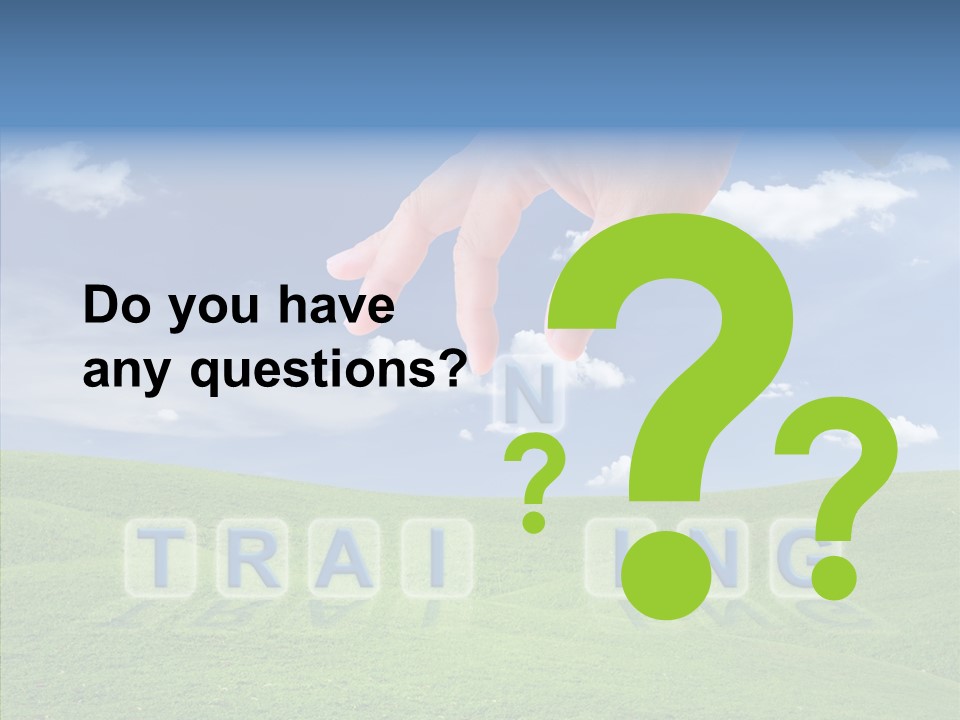 A Person's Hand Reaching For A Word In The Sky PowerPoint Template