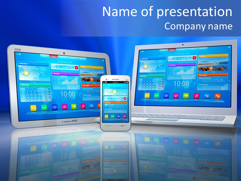 White Smartphone Pda PowerPoint Template