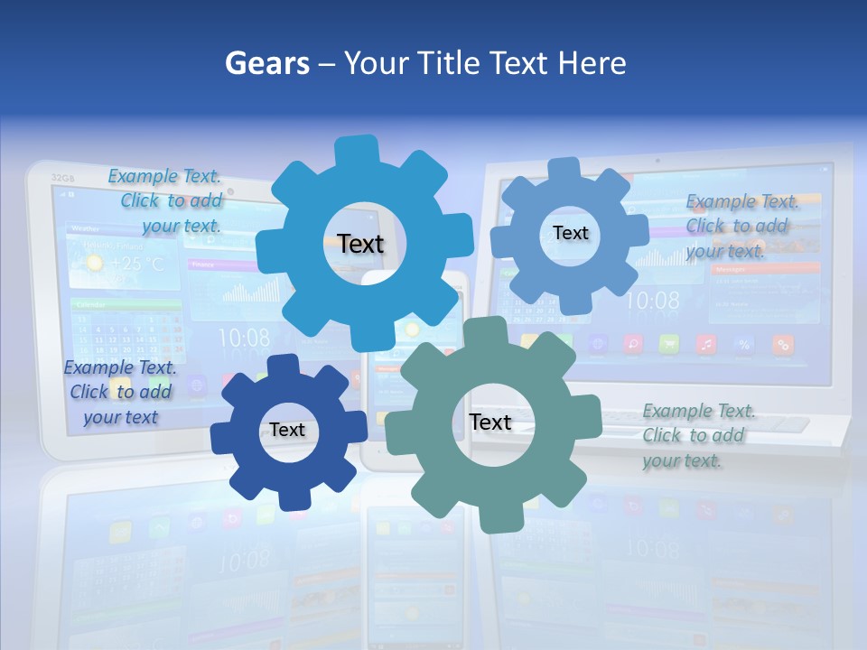 White Smartphone Pda PowerPoint Template