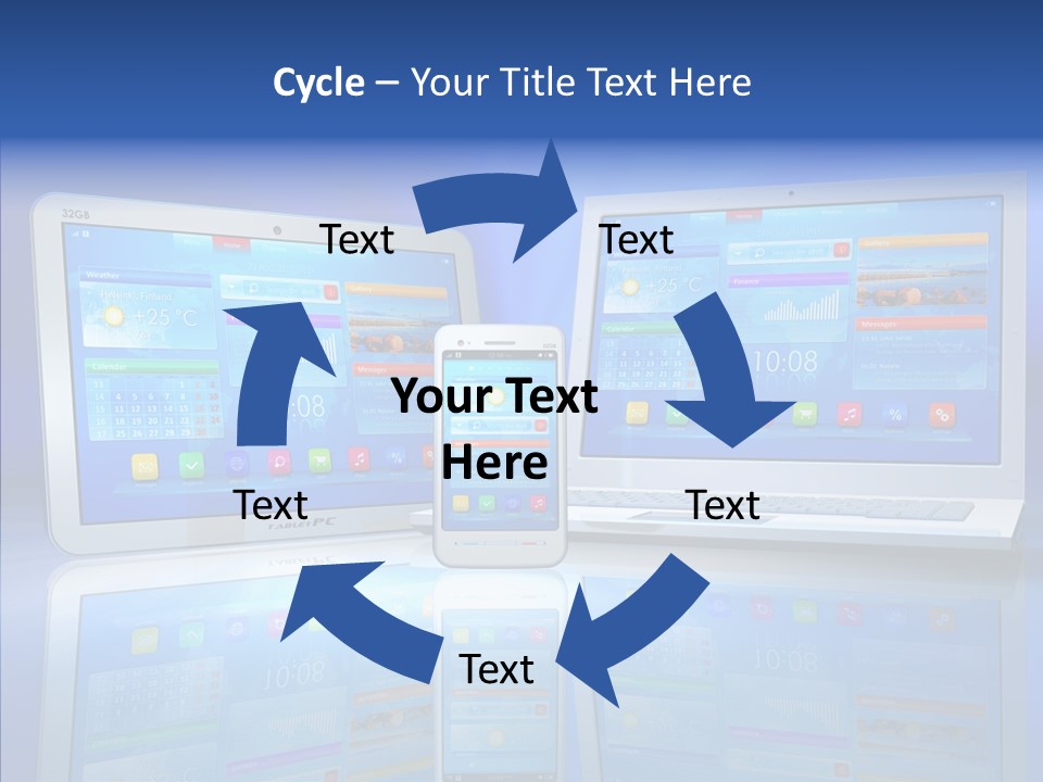 White Smartphone Pda PowerPoint Template