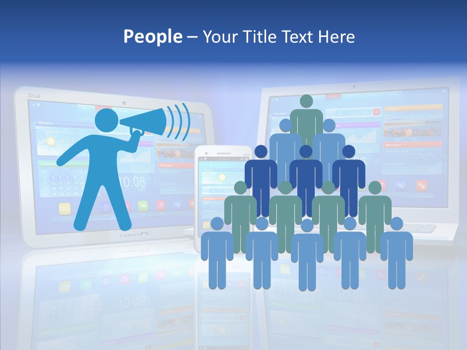 White Smartphone Pda PowerPoint Template