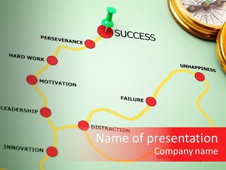 A Map With A Compass On Top Of It PowerPoint Template