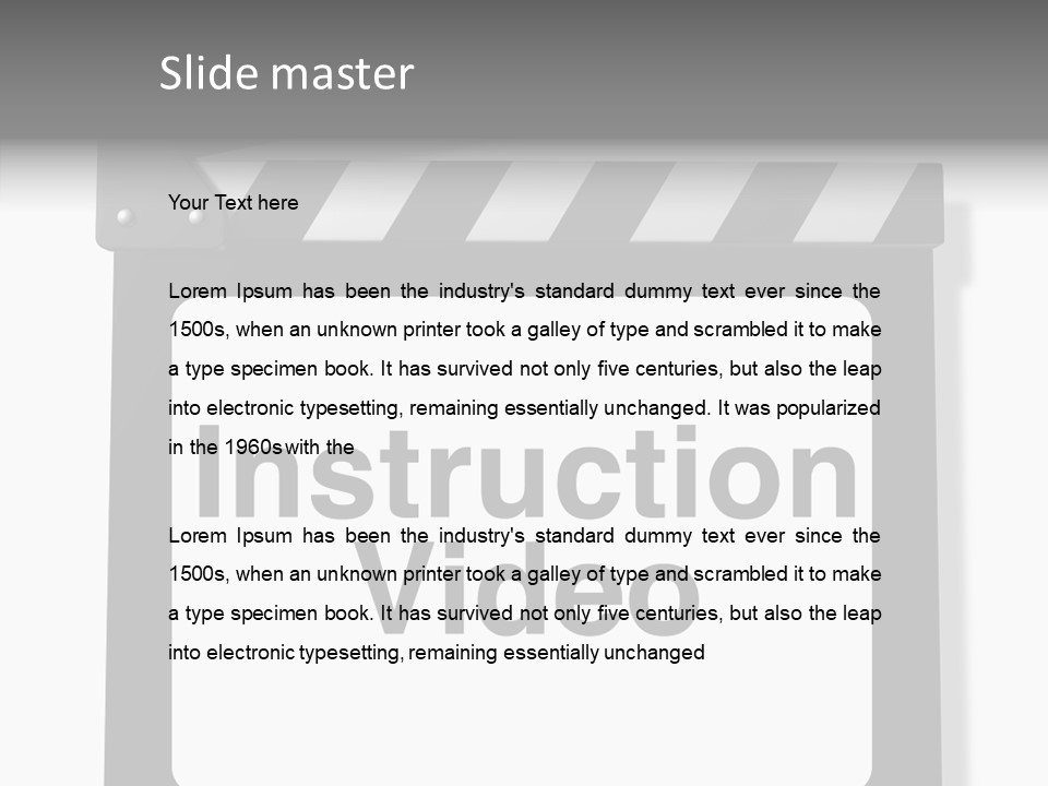 A Black And White Sign That Says Instruction Video PowerPoint Template