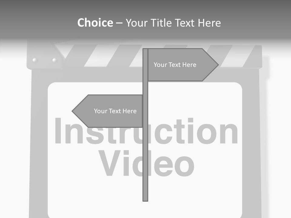 A Black And White Sign That Says Instruction Video PowerPoint Template