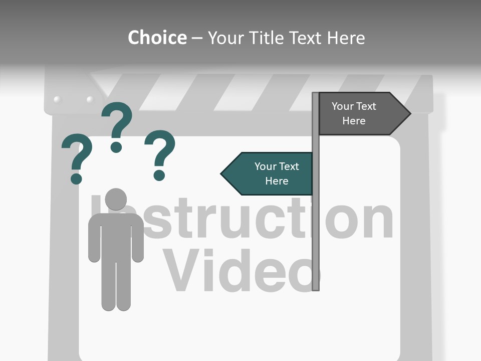 A Black And White Sign That Says Instruction Video PowerPoint Template