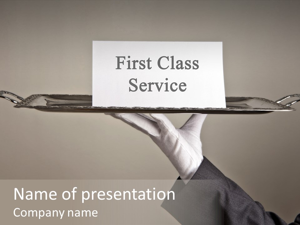 Waiter Present Hand PowerPoint Template