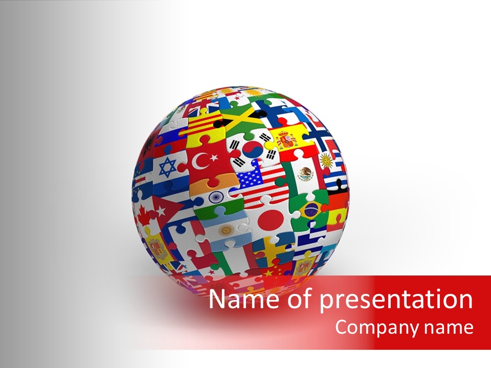 Flags Language Ball PowerPoint Template