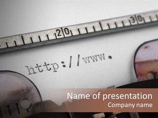 A Close Up Of A Typewriter With A Ruler PowerPoint Template