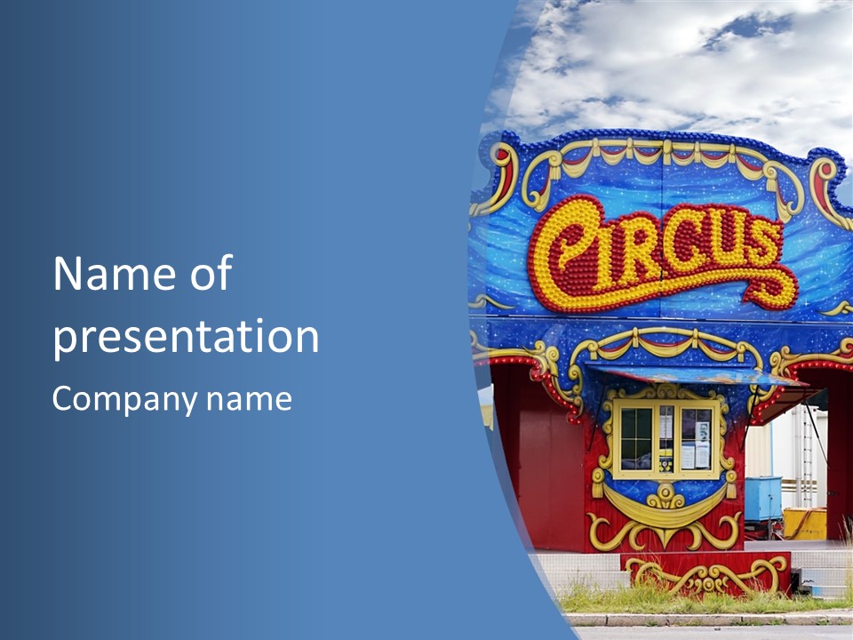 A Circus Tent With A Blue Sky In The Background PowerPoint Template