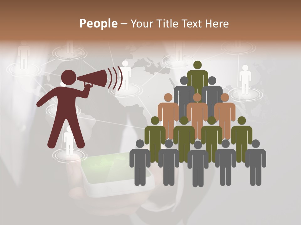 People Phone Notebook PowerPoint Template