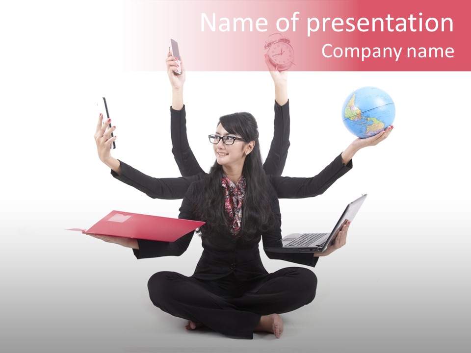 Confident Young Businesswoman PowerPoint Template