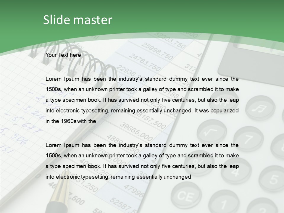 A Calculator Sitting On Top Of A Desk Next To A Pen PowerPoint Template