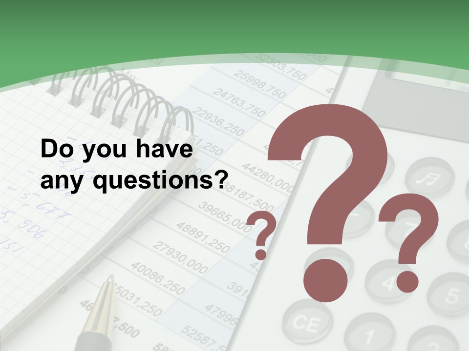 A Calculator Sitting On Top Of A Desk Next To A Pen PowerPoint Template