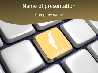 A Computer Keyboard With A Yellow Button On It PowerPoint Template