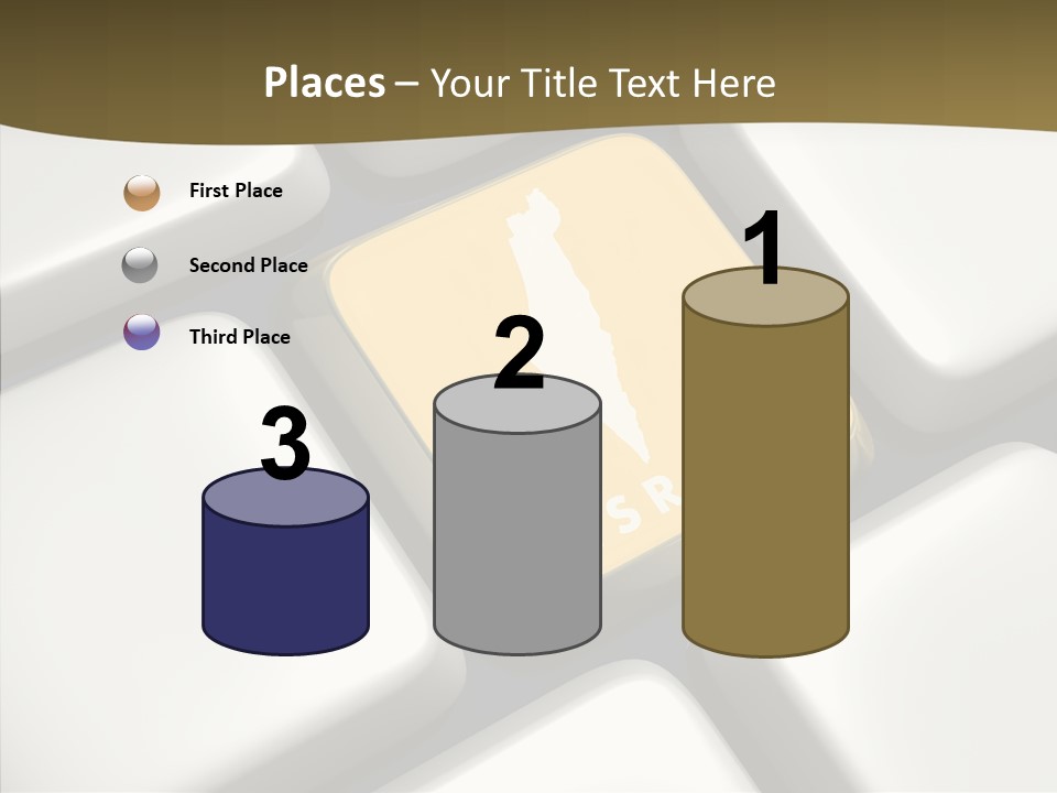 A Computer Keyboard With A Yellow Button On It PowerPoint Template