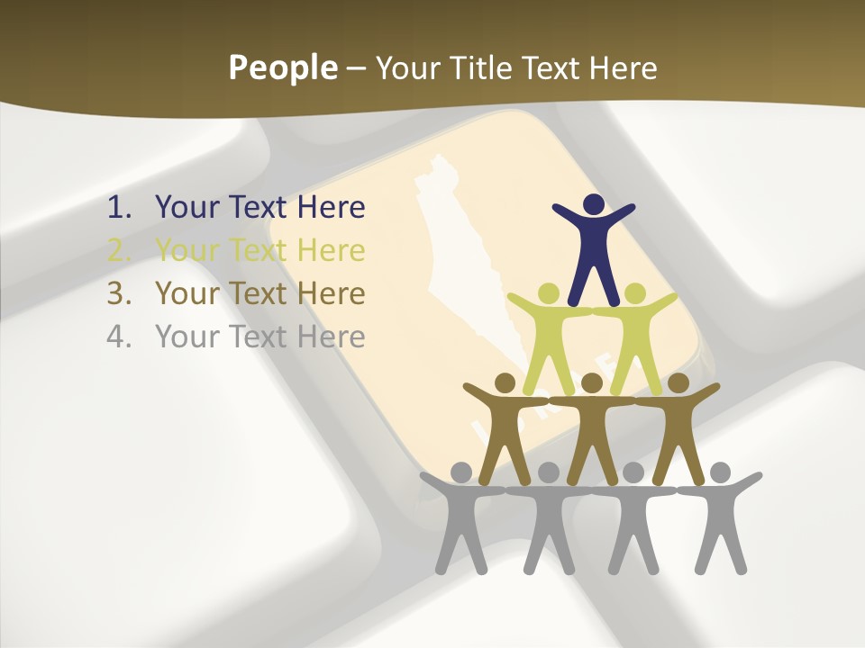 A Computer Keyboard With A Yellow Button On It PowerPoint Template