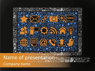 Communication Laptop Cloud PowerPoint Template