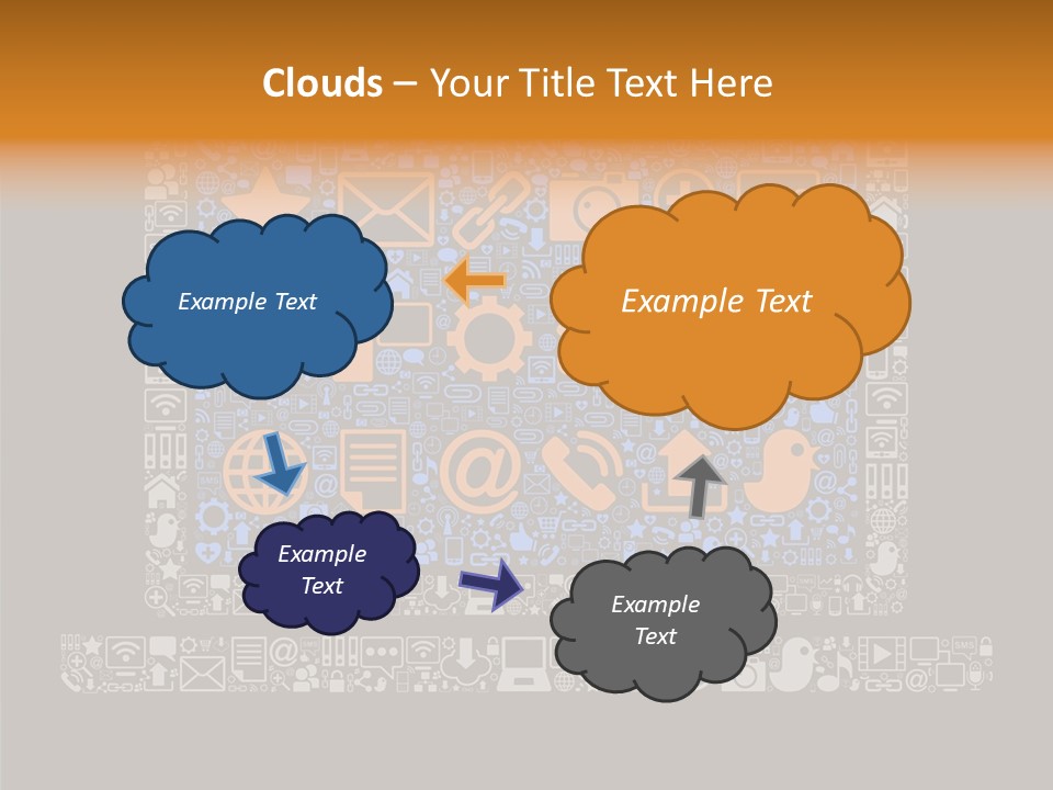 Communication Laptop Cloud PowerPoint Template