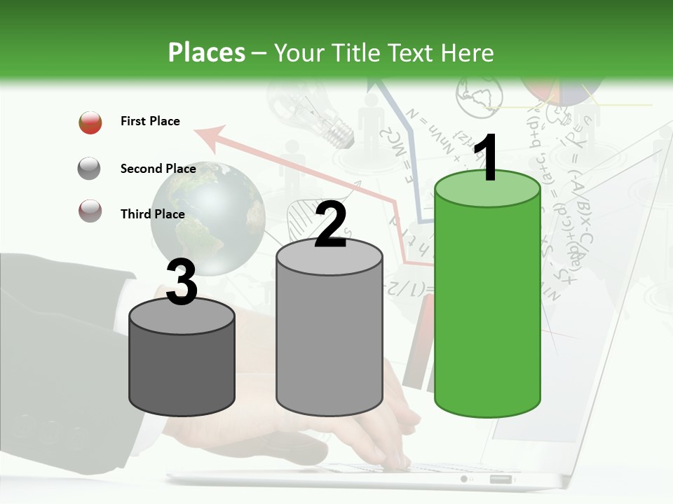 Laptop Pencil Growth PowerPoint Template