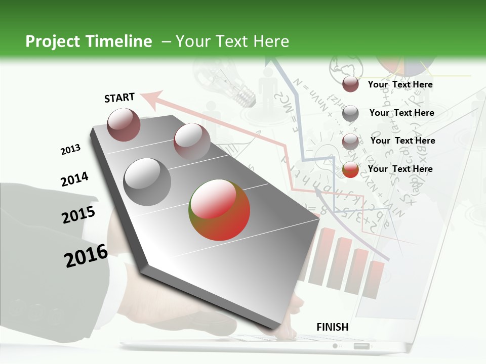 Laptop Pencil Growth PowerPoint Template