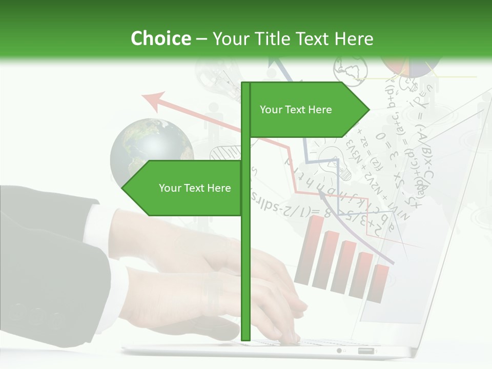 Laptop Pencil Growth PowerPoint Template