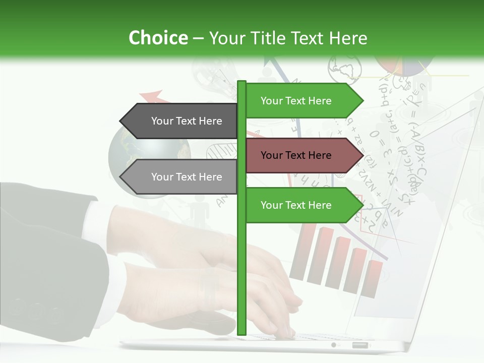 Laptop Pencil Growth PowerPoint Template