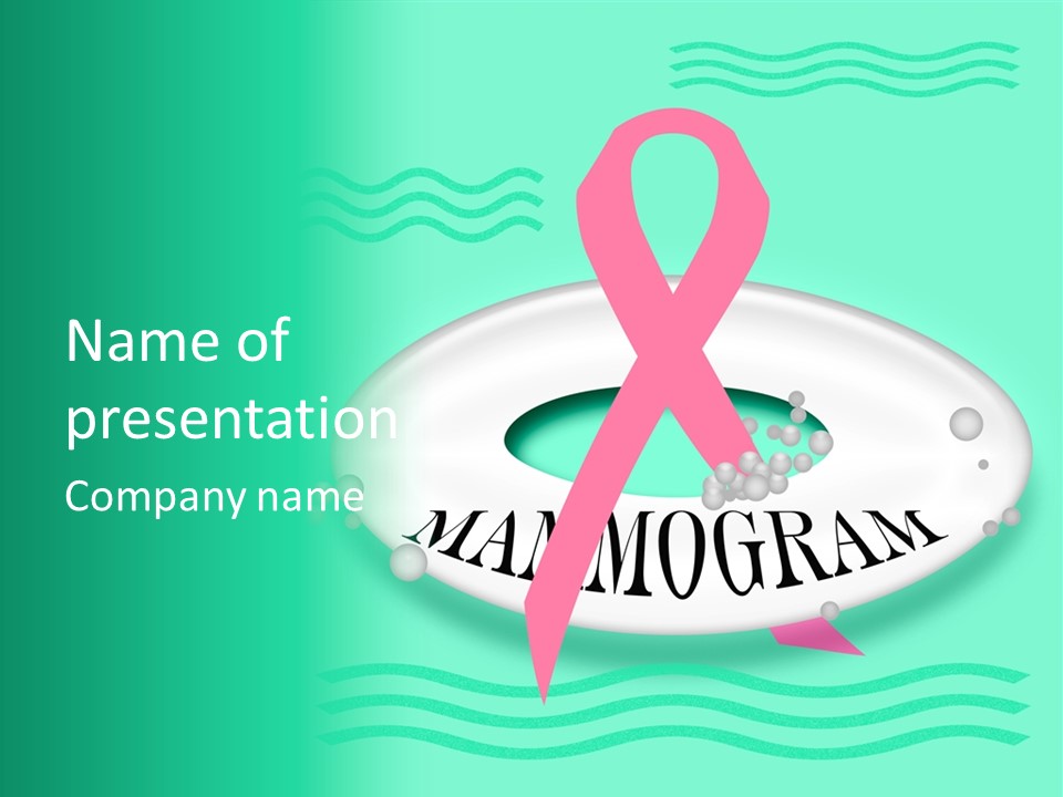 A Pink Ribbon Is On Top Of A Life Preserver PowerPoint Template