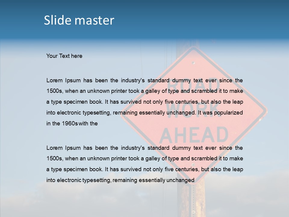 Work Sign Outdoors PowerPoint Template