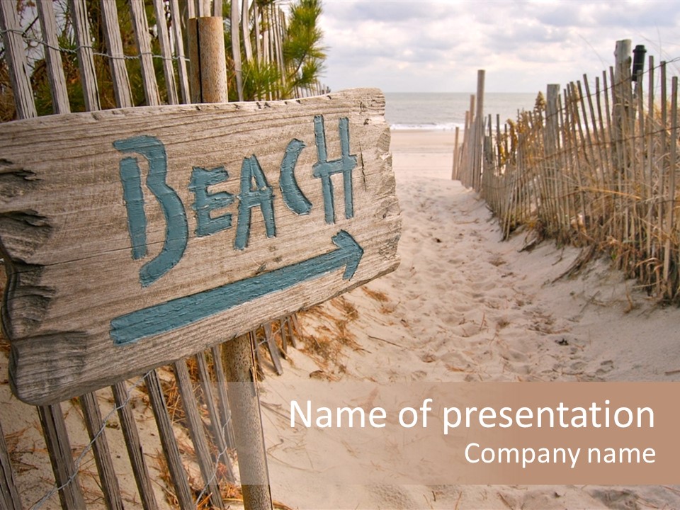 Ocean View Beach Winter Dune Grass PowerPoint Template