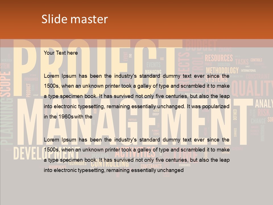 A Word Cloud With The Words Project Management Written In It PowerPoint Template