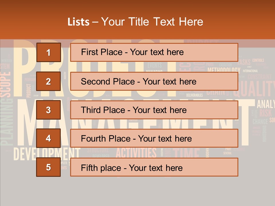 A Word Cloud With The Words Project Management Written In It PowerPoint Template