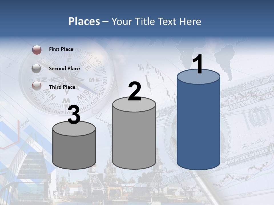 A Compass, Money, And A Pen On Top Of A Map PowerPoint Template