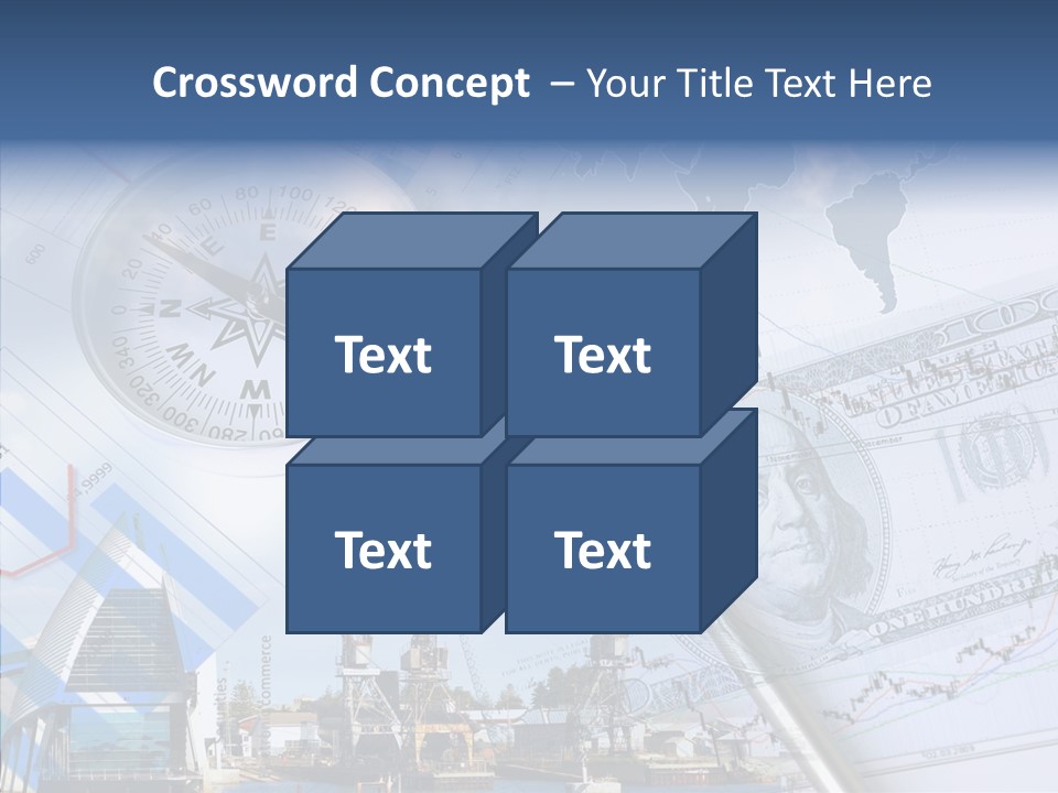 A Compass, Money, And A Pen On Top Of A Map PowerPoint Template