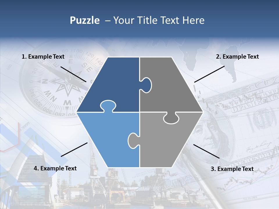 A Compass, Money, And A Pen On Top Of A Map PowerPoint Template