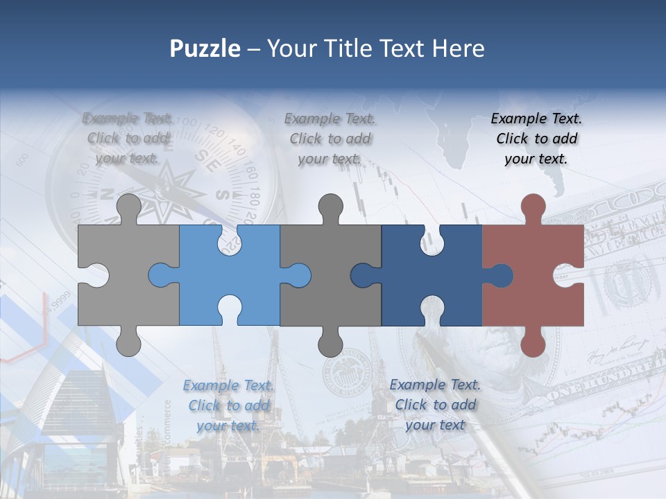 A Compass, Money, And A Pen On Top Of A Map PowerPoint Template