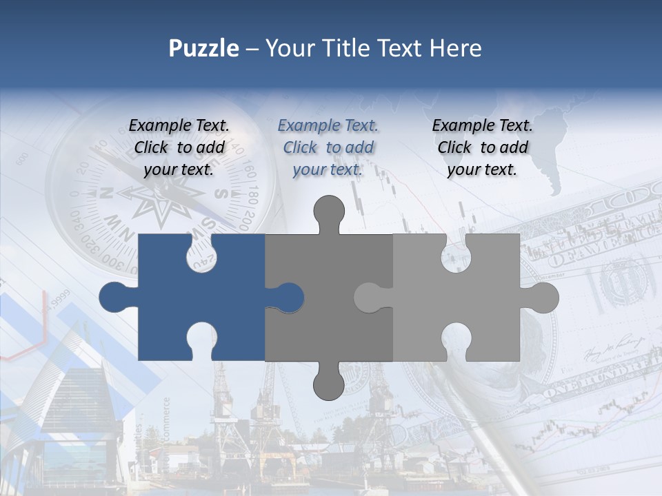 A Compass, Money, And A Pen On Top Of A Map PowerPoint Template