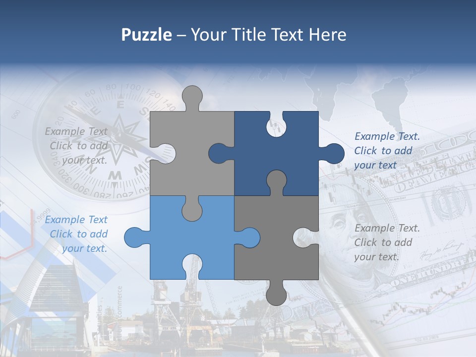 A Compass, Money, And A Pen On Top Of A Map PowerPoint Template