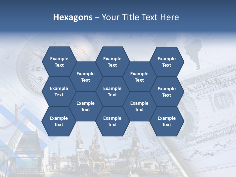 A Compass, Money, And A Pen On Top Of A Map PowerPoint Template