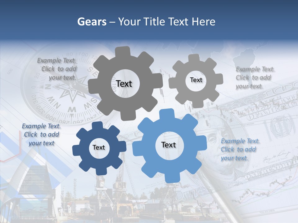 A Compass, Money, And A Pen On Top Of A Map PowerPoint Template
