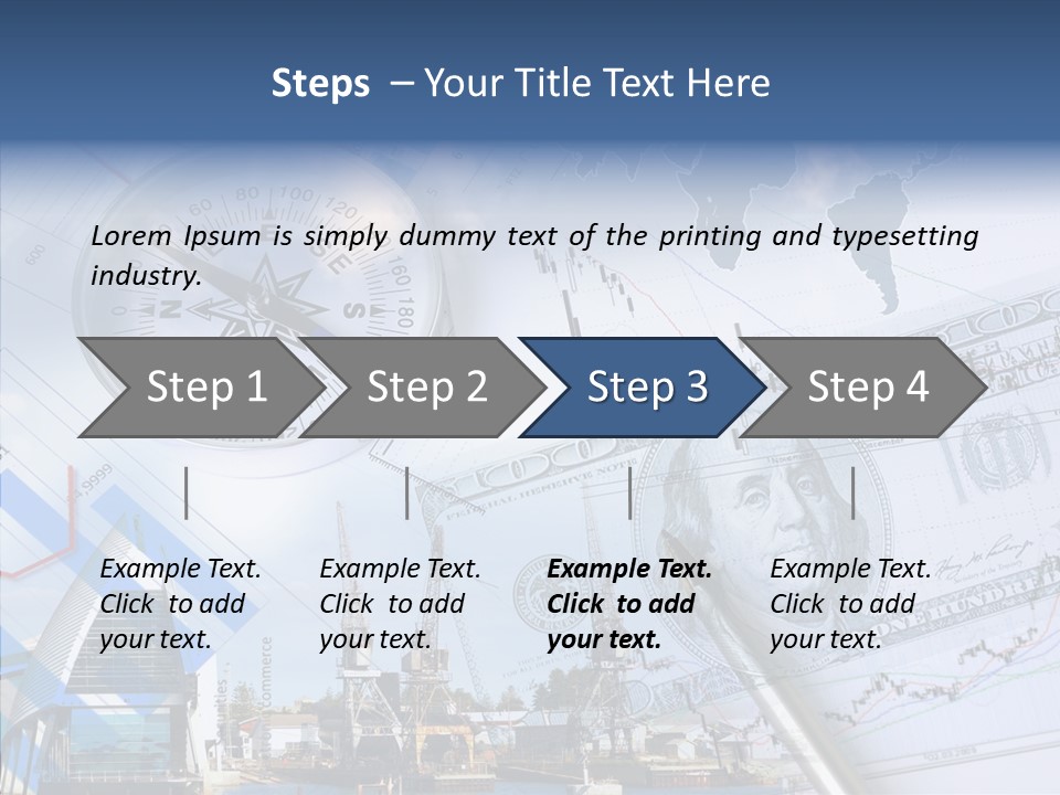 A Compass, Money, And A Pen On Top Of A Map PowerPoint Template
