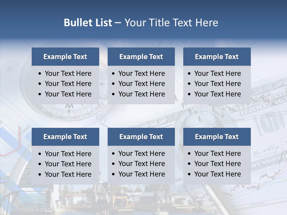 A Compass, Money, And A Pen On Top Of A Map PowerPoint Template