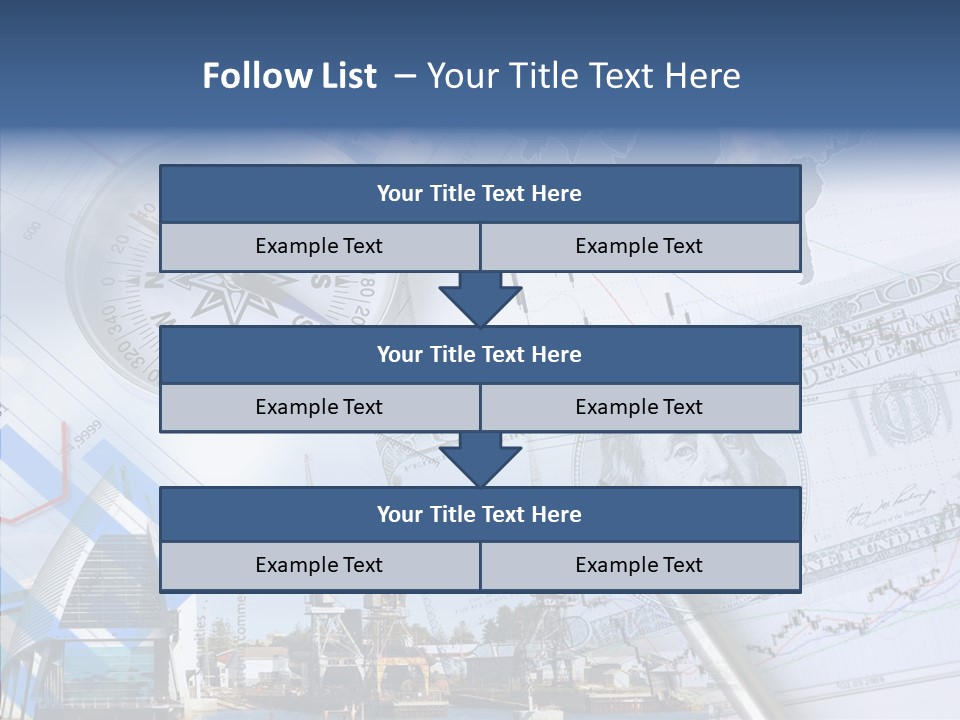 A Compass, Money, And A Pen On Top Of A Map PowerPoint Template