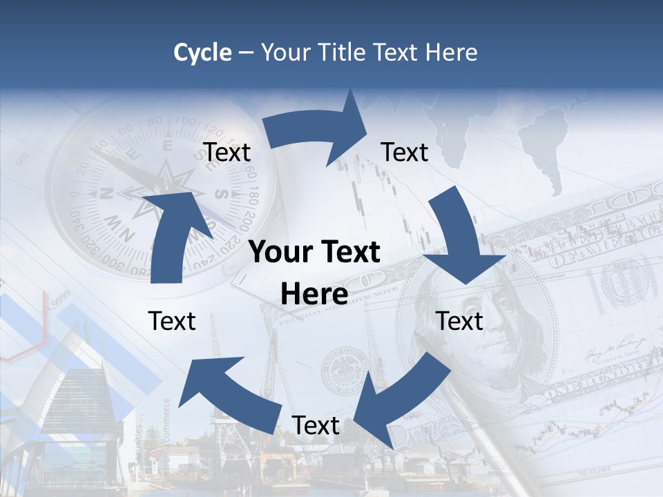 A Compass, Money, And A Pen On Top Of A Map PowerPoint Template