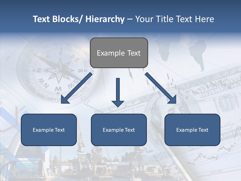 A Compass, Money, And A Pen On Top Of A Map PowerPoint Template